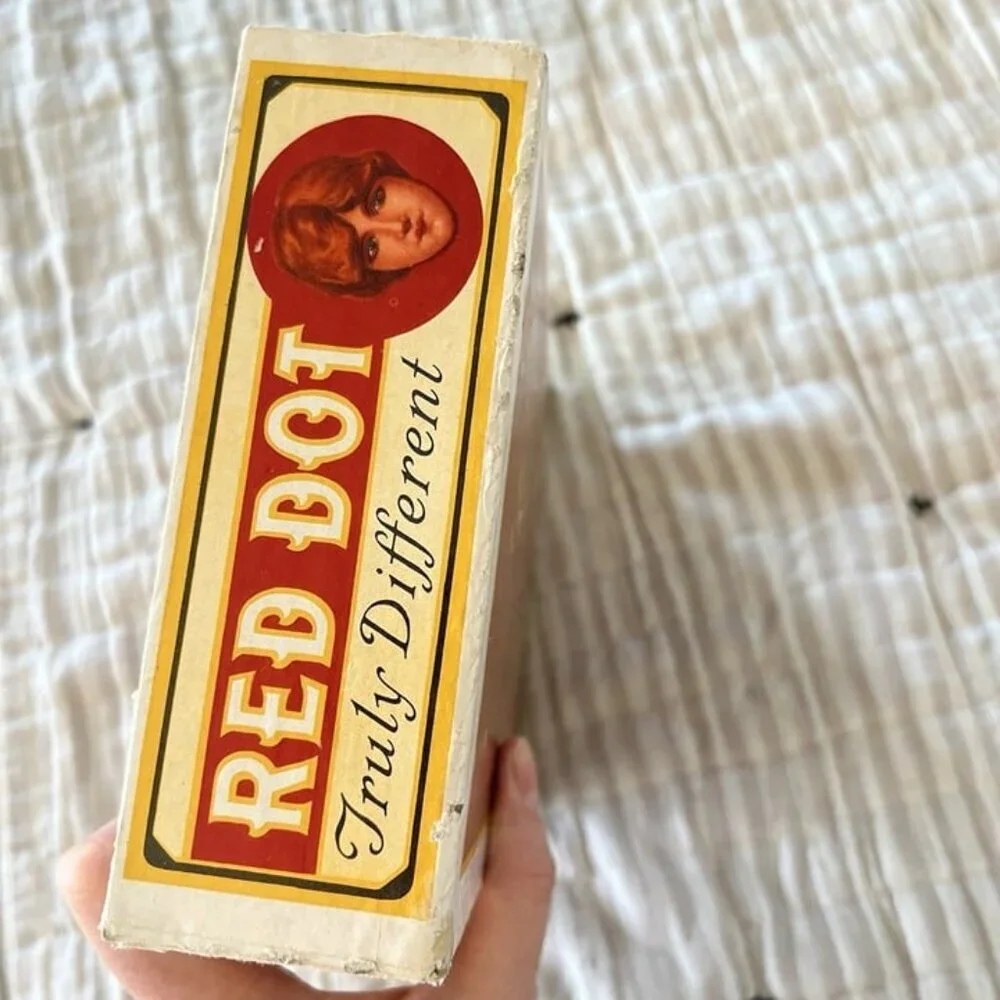 vintage red dot empty cigar box, great‎ graphics color, man cave decor item